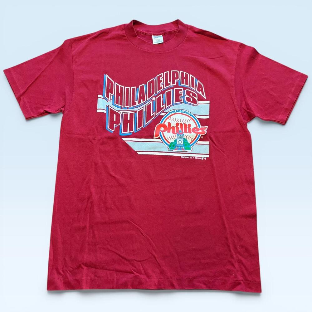 Vintage Philadelphia Phillies Shirt Mens XL Red MLB Baseball Trench 1990